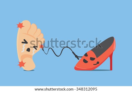 Red high heel shoes make foot be pain with whip