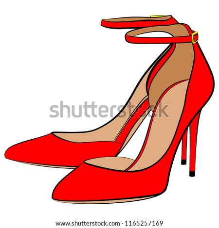 Red high heel shoes with a strap