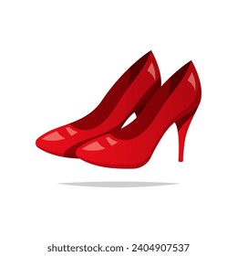 Red High Heel Shoes vector isolated on white background.