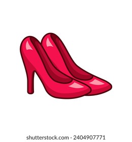 Red high heel shoes vector isolated on white background.