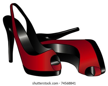 RED HIGH HEEL SHOES IN VECTOR