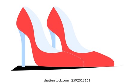 Red High Heeled Shoes in Flat Vector Illustration Symbolizing Fashion, Elegance, and Stylish Footwear, Isolated on White Background.