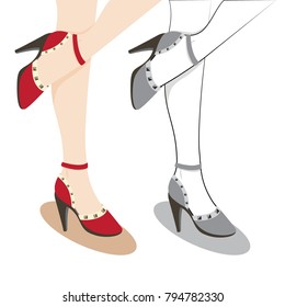 Red High Heels with Beautiful Legs
