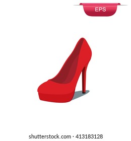 Red high heels design element, vector illustration