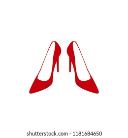 Red high heels icon isolated on white. Elegant shie vector.