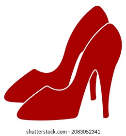 Rote High Heels Symbol einzeln auf weißem Hintergrund. Vektorkunst. Einfache Kunst.