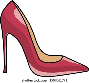 Red high heels shoe - Vector Illustration isolated on white background.
 