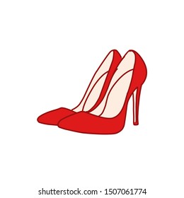Red high heels shoe - Vector Illustration isolated on white background.
 