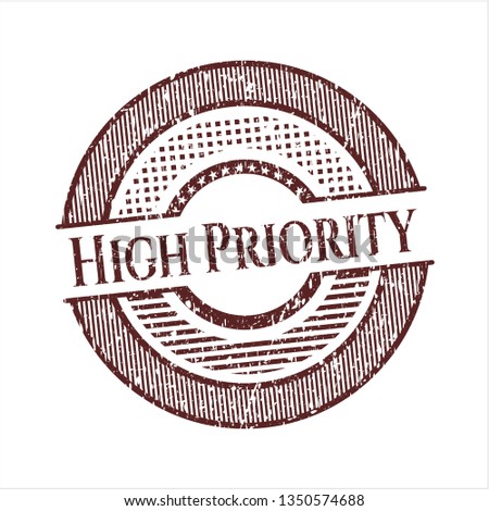Red High Priority rubber grunge texture seal