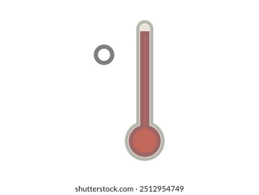 Termómetro rojo de alta temperatura sobre fondo blanco.
