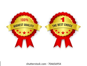 Red Highest quality retro Labels. The BEST Choice Ribbon, Icon, Label, Sticker Vector illustration. 