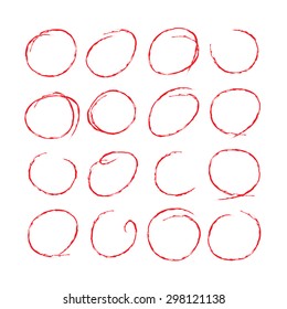 red highlight circle set, hand drawn marker line