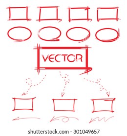 red highlighter elements, red circles, borders