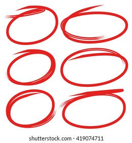 red highlighters, hand drawn highlighter set, oval highlighter