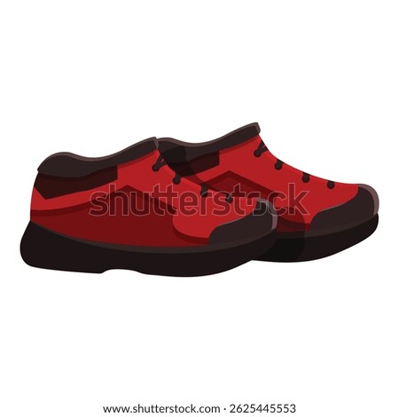 Red hiking boots isolated on white background, perfect for representing trekking, hiking, and other outdoor activities
