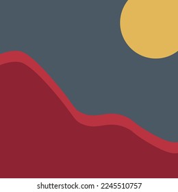 colinas rojas bajo la plantilla de paisaje vectorial digital solar
