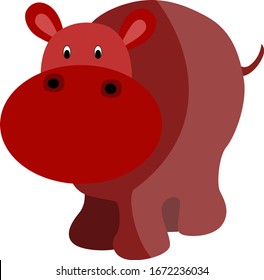 Roter Hippo, Illustration, Vektorillustration auf weißem Hintergrund.