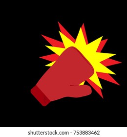 Red and hit boxing glove. vector, illustration.