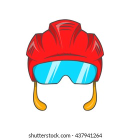 Red hockey helmet with glass visor icon