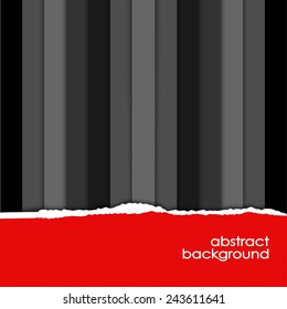 red hole with torn edges in black paper