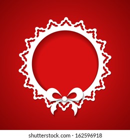 red holiday background with a lacy frame