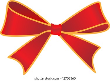red holiday bow on white background