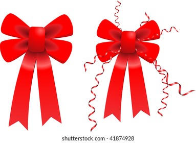  	Red holiday bows isolated on white