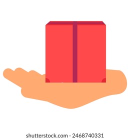 Red Holiday Box On Human Palm Express Delivery