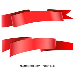 Red Holiday Ribbon isolated on white background. Illustration, vector