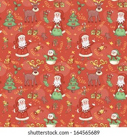 Red holiday seamless pattern. Christmas background. Vector.