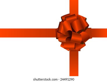 red holiday silk bow on white background