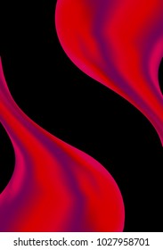 Red Holographic Liquid on Black Background. Bright Thick Substance in Futuristic Style. 3d Abstract Illustration. Glossy Holographic Liquid for Fashion Flyer, Brochure Design, Web Design, Cover.