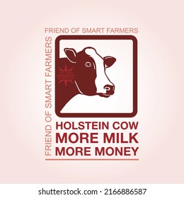 red holstein cow banner, sulhouette of smart dairy milk for nature product vector illustrations