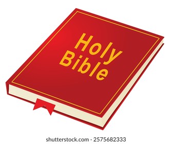 Red  Holy Bible book. vector