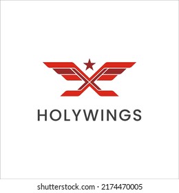 Red Holy Wings with letter X logo design template