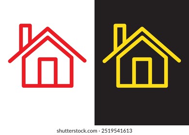 Red home icon. Red house icon.