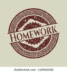 Red Homework distress grunge seal