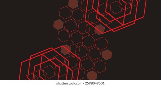 red honeycomb design background hexagon vector background illustration.