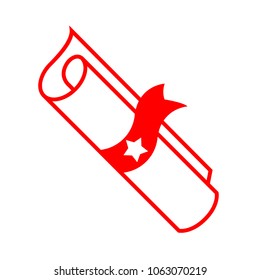 Red honorary diploma vector icon illustration isolated on white background
