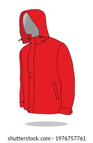 Red Hooded Jacket Template Vector On White Background