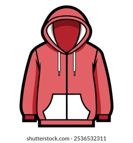 Red hoodie isolated on white background. hoodie Vector illustration. 