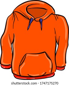 Red hoody , illustration, vector on white background