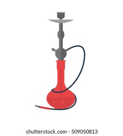 Red Hookah Icons Sign Set Flat Design Style. Arabic Culture. Smoke Tradition Vector illustration Smoking Devicesicon tobacco tools.