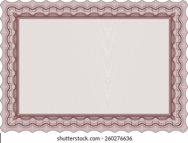Red horizontal certificate or diploma template