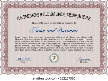 Red horizontal certificate or diploma template