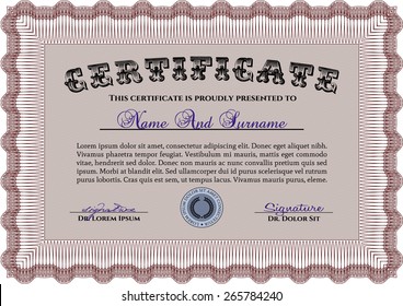 Red horizontal certificate or diploma template