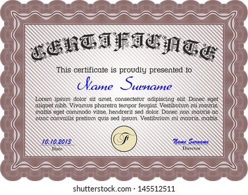 Red horizontal certificate template