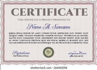 Red horizontal certificate template