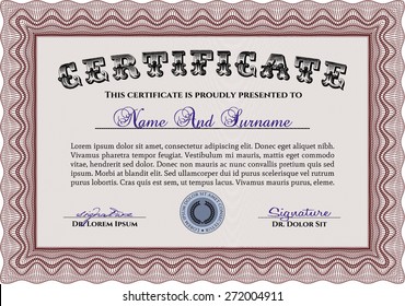 Plantilla de certificado horizontal rojo