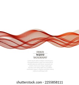 Red horizontal elegant wave, red wave lines on white background